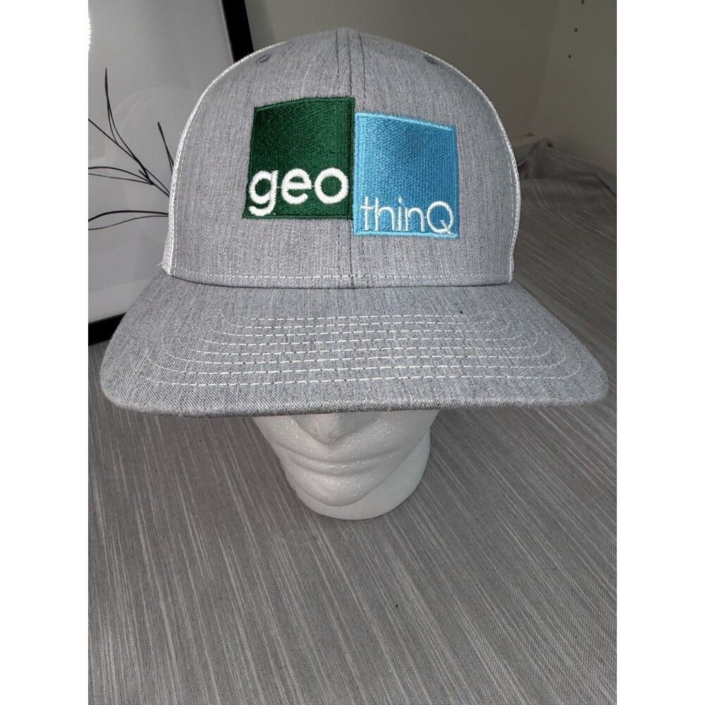 Geo Thin Q Snap Back Trucker Hat Gray Blue Men’s Hat Cap
